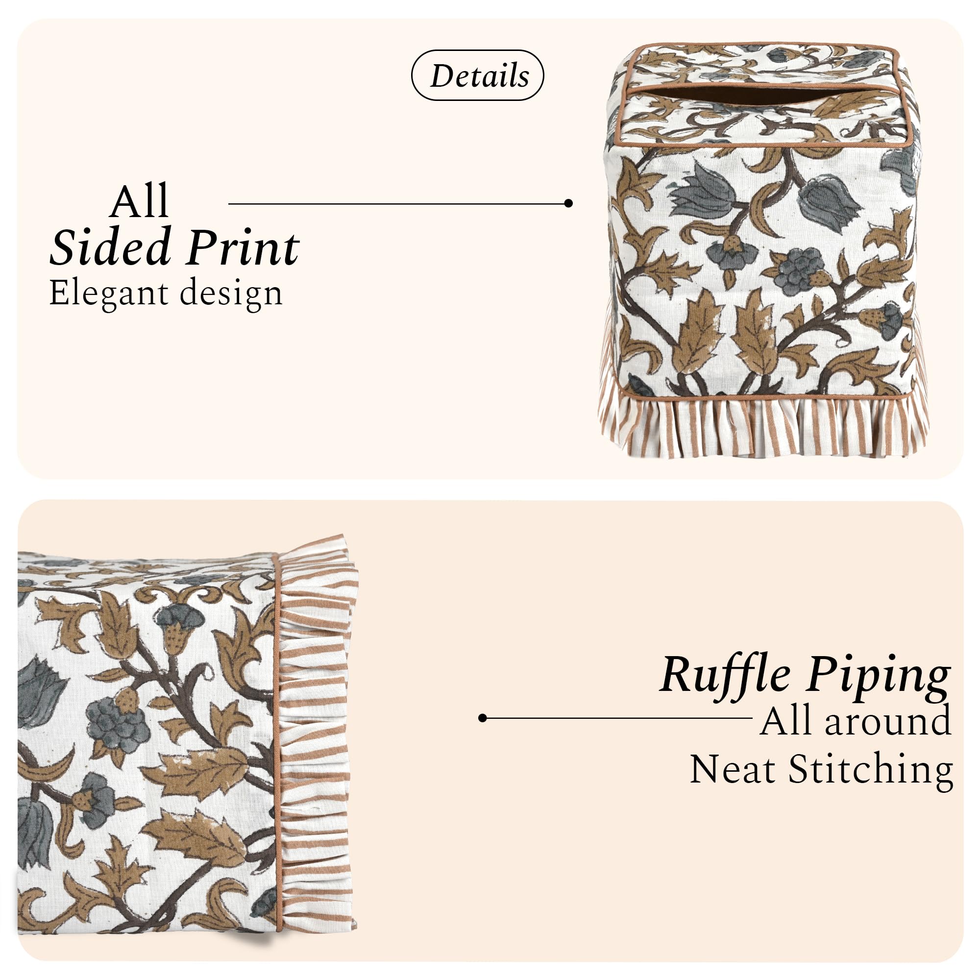Cotton Ruffle Tissue Box Cover - Autumn Vine