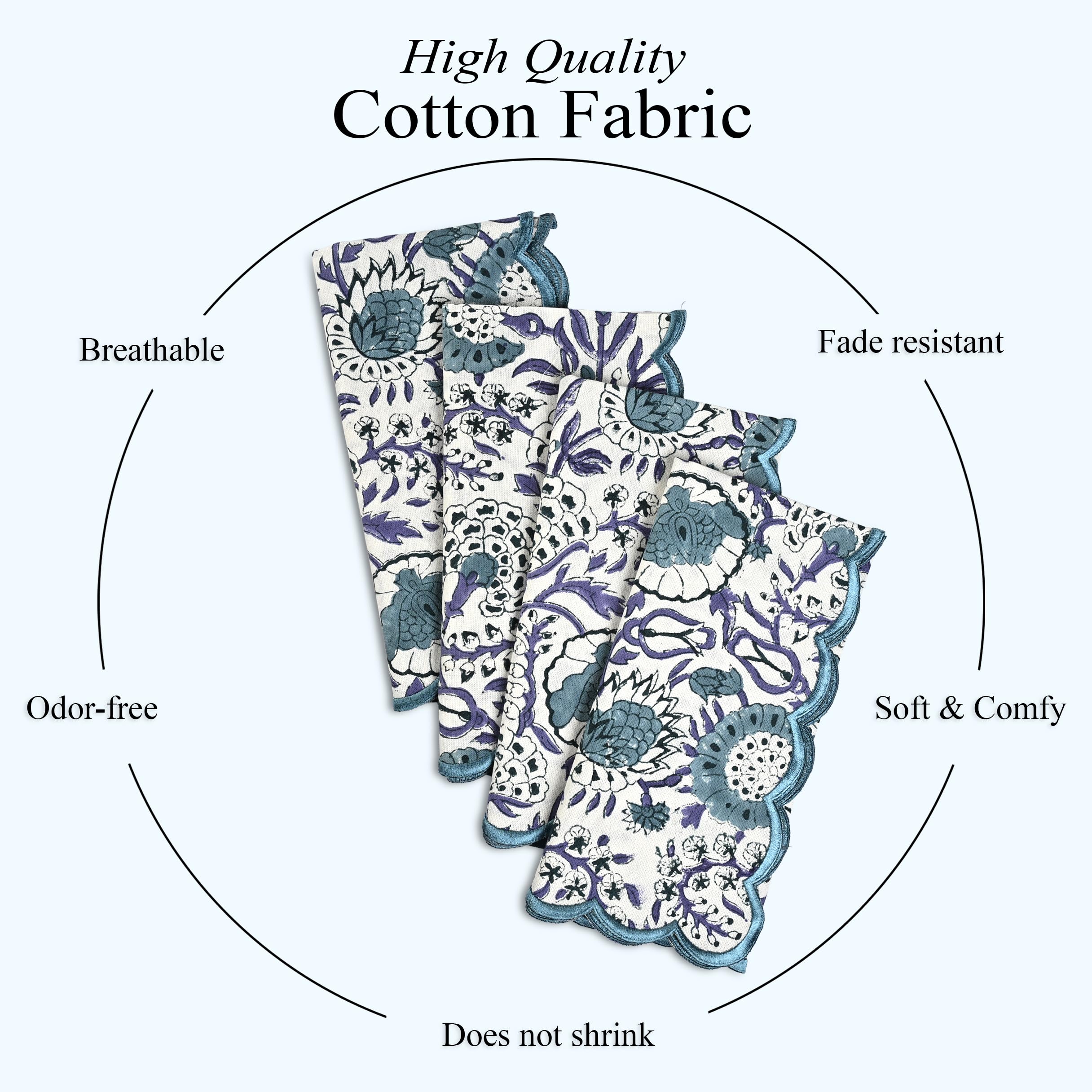 Cotton Embroidery Napkins - Indigo Blue