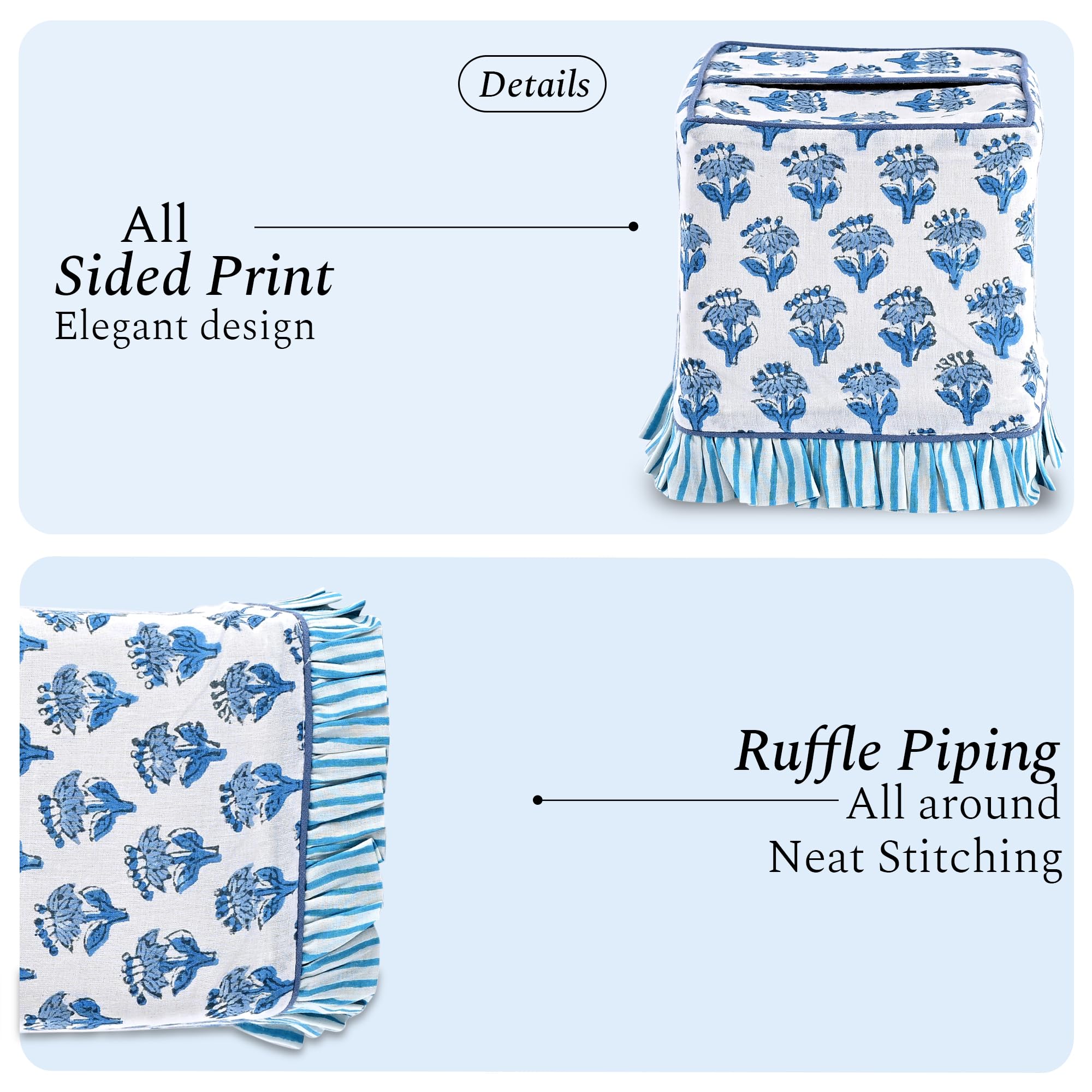 Cotton Ruffle Tissue Box Cover - Apatite Blue