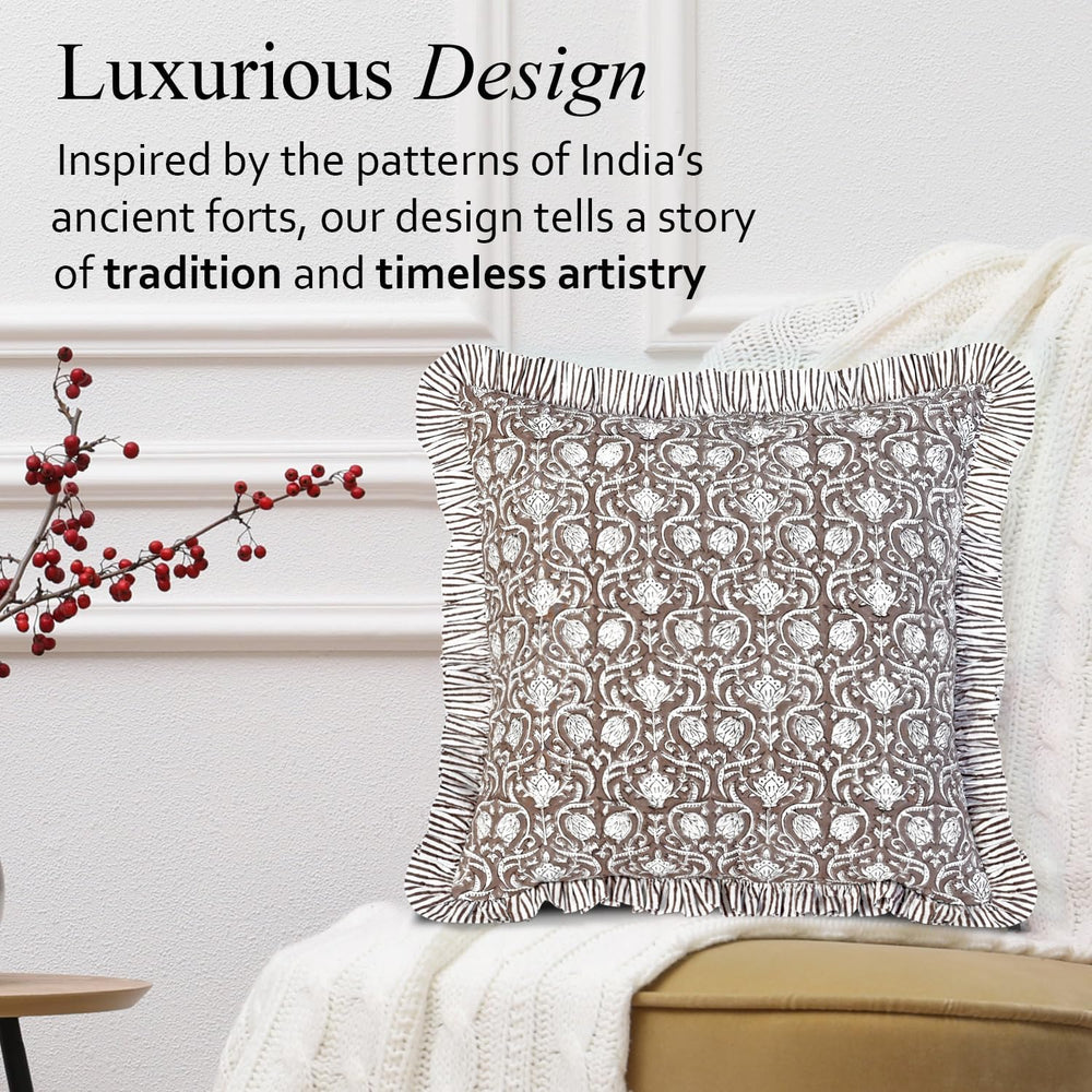 Ruffle Pillow Cover - Mocha Regal