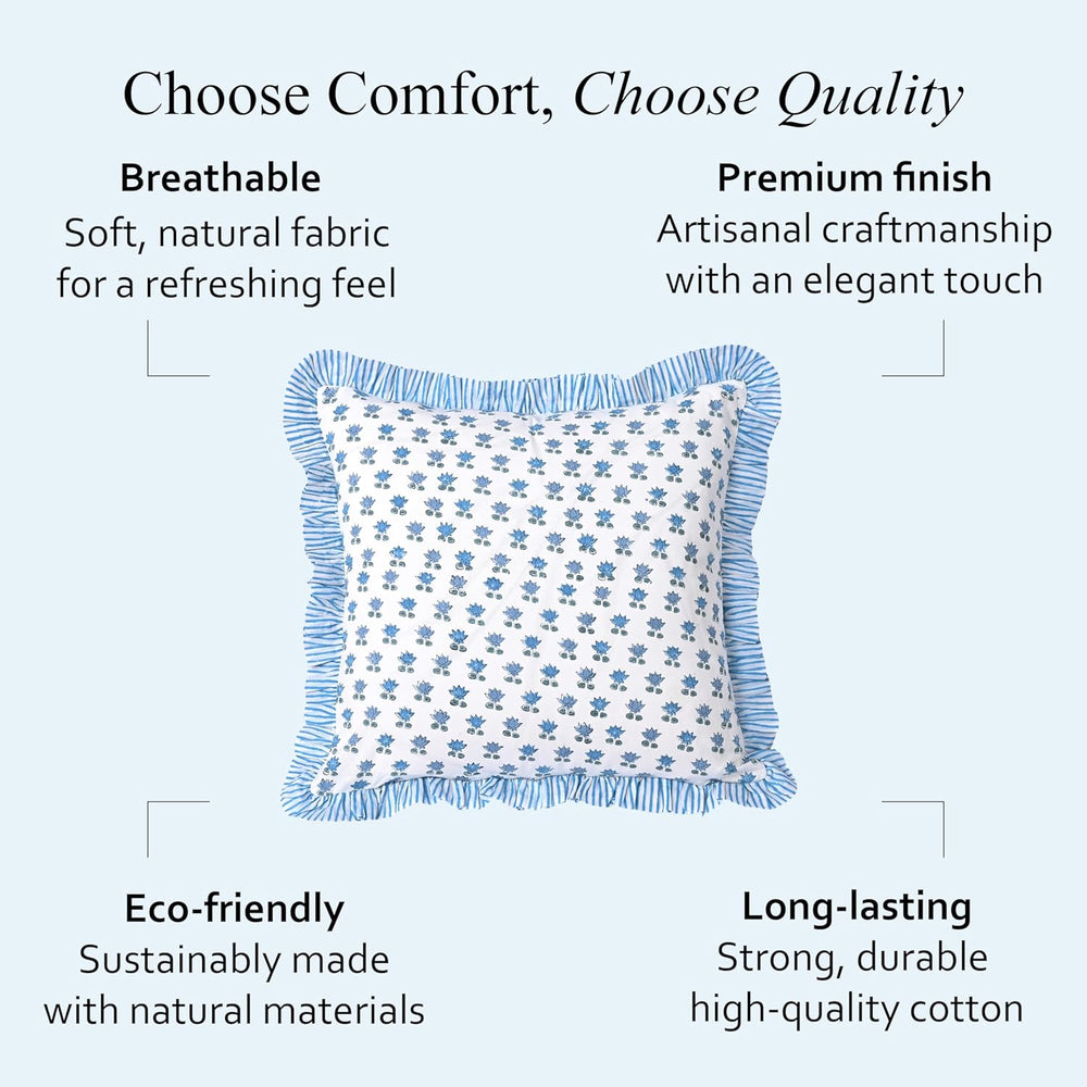 Ruffle Pillow Cover - Arctic Blue