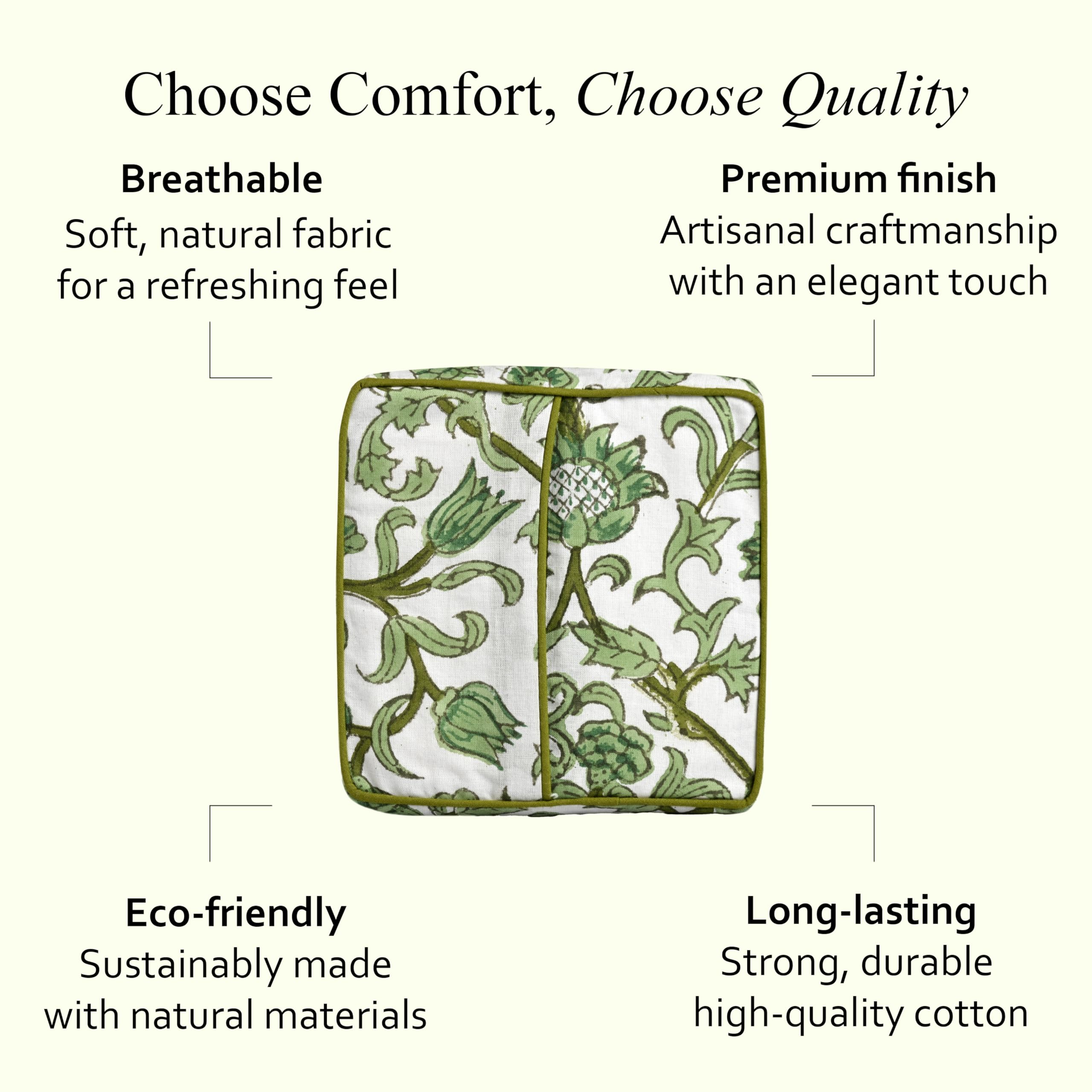 Cotton Tissue Box Cover - Meadow Vine