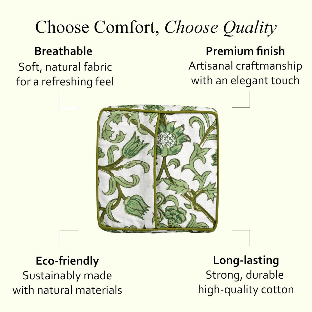 Cotton Tissue Box Cover - Meadow Vine
