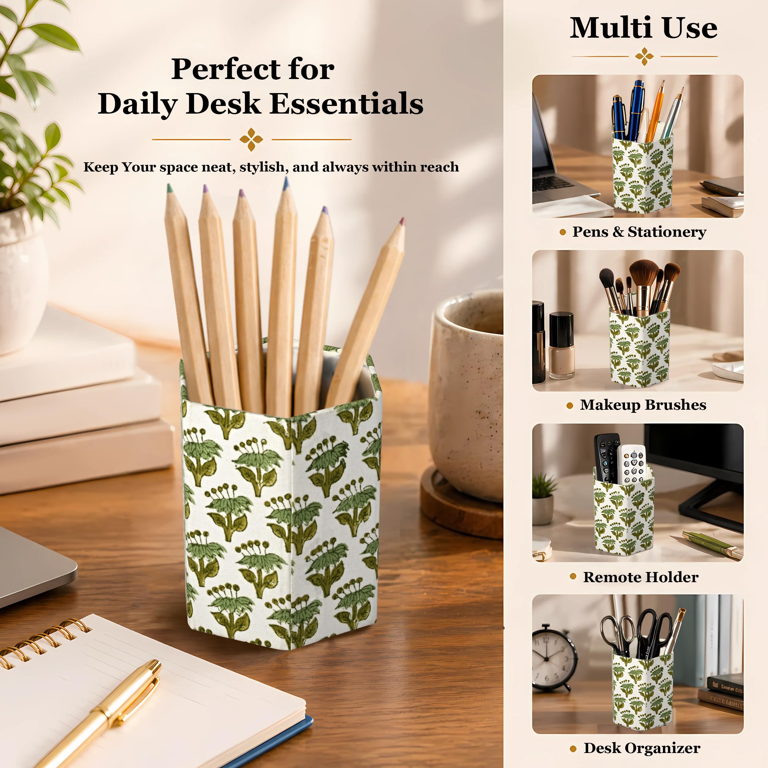 Cotton Pen Holder Set of 2 - Emerald Green