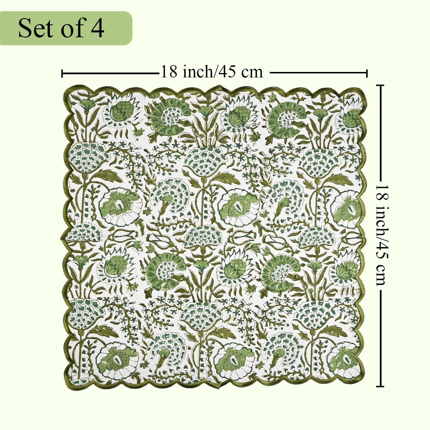 Cotton Embroidery Napkins - Agate Green