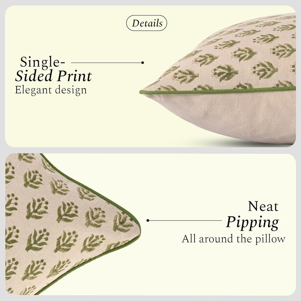 Pipping Pillow Cover - Earty Boho Vine