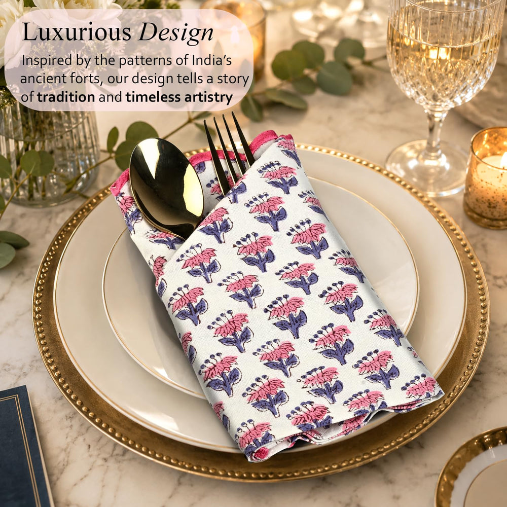 Cotton Embroidery Napkins - Pink Sapphire