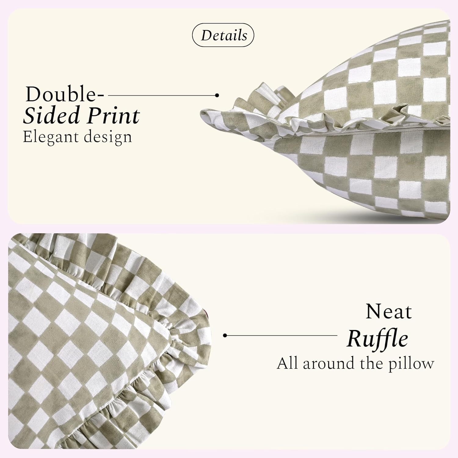 Ruffle Pillow Cover - Cottagecore Sage Gingham