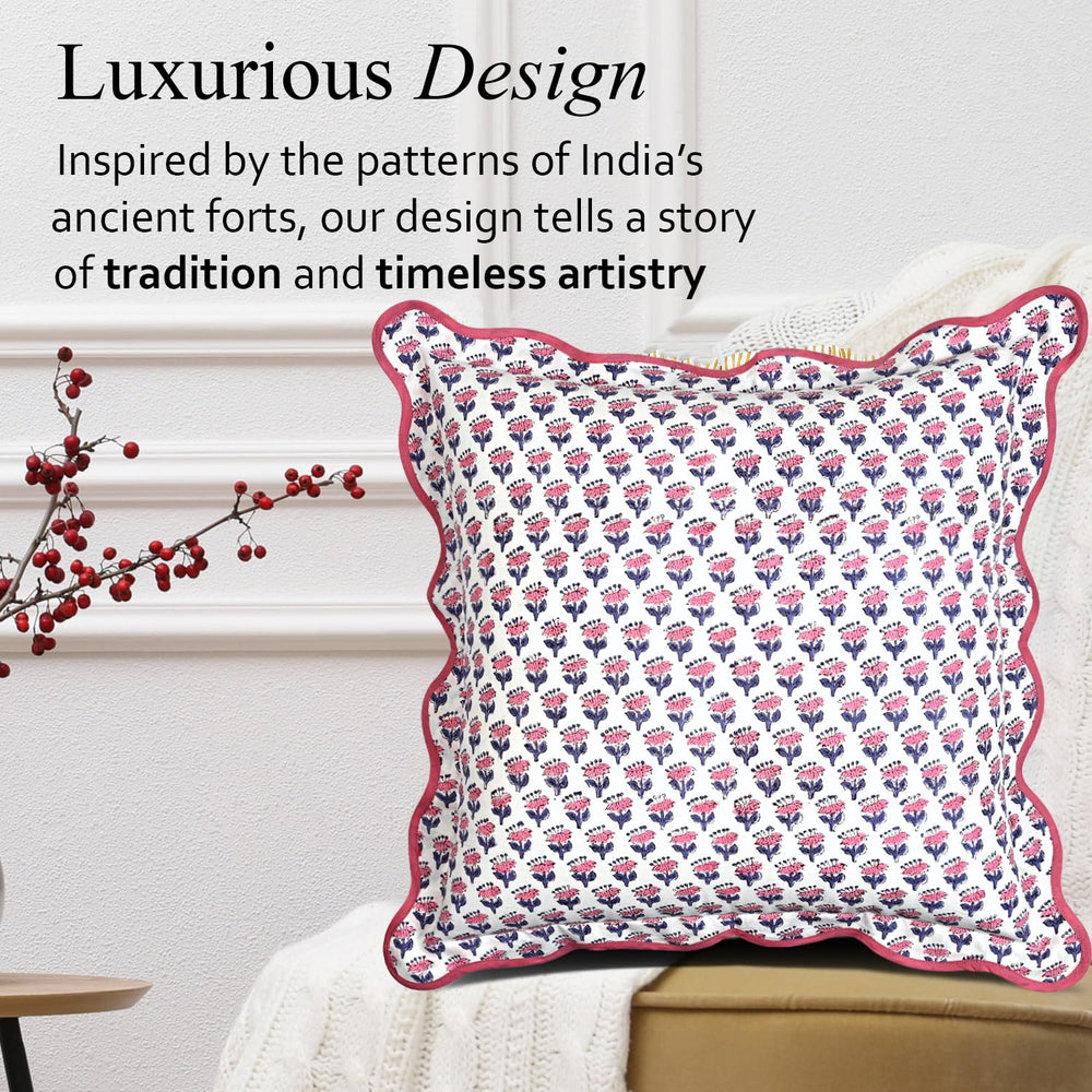 Scalloped Throw Pillow Covers - Pink Sapphire