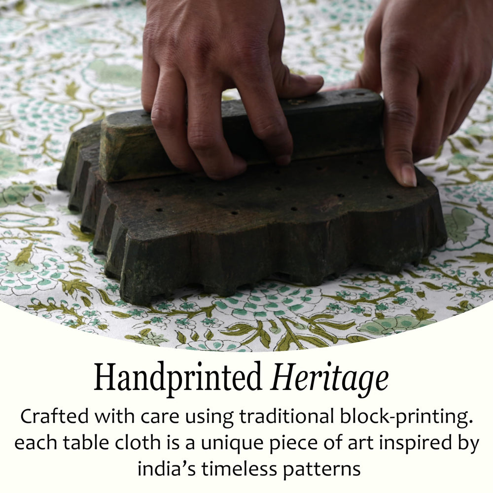 Cotton Ruffle Round Tablecloth - Agate Green
