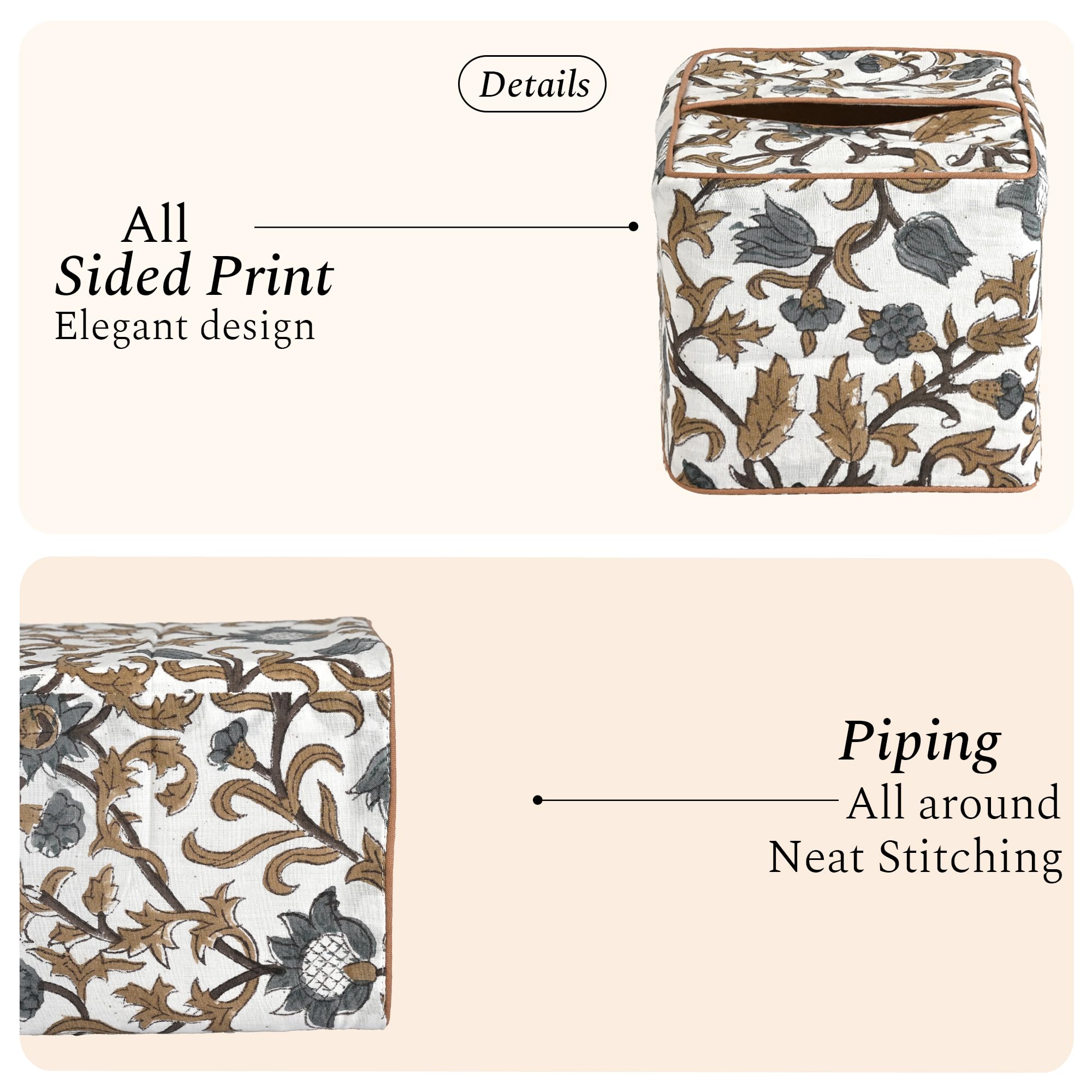 Cotton Tissue Box Cover - Autumn Vine