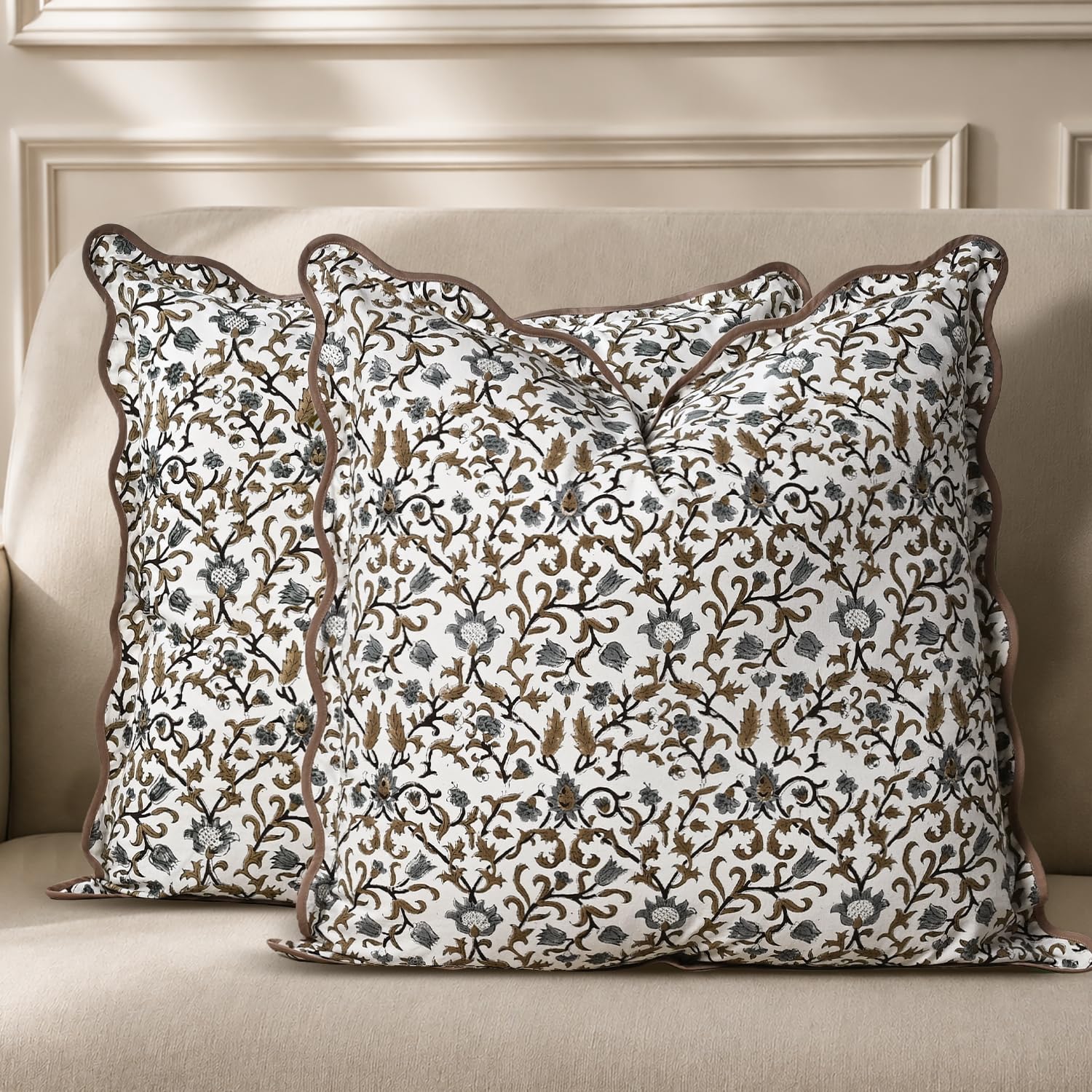 Scalloped Throw Pillow Covers - Autumn Vine