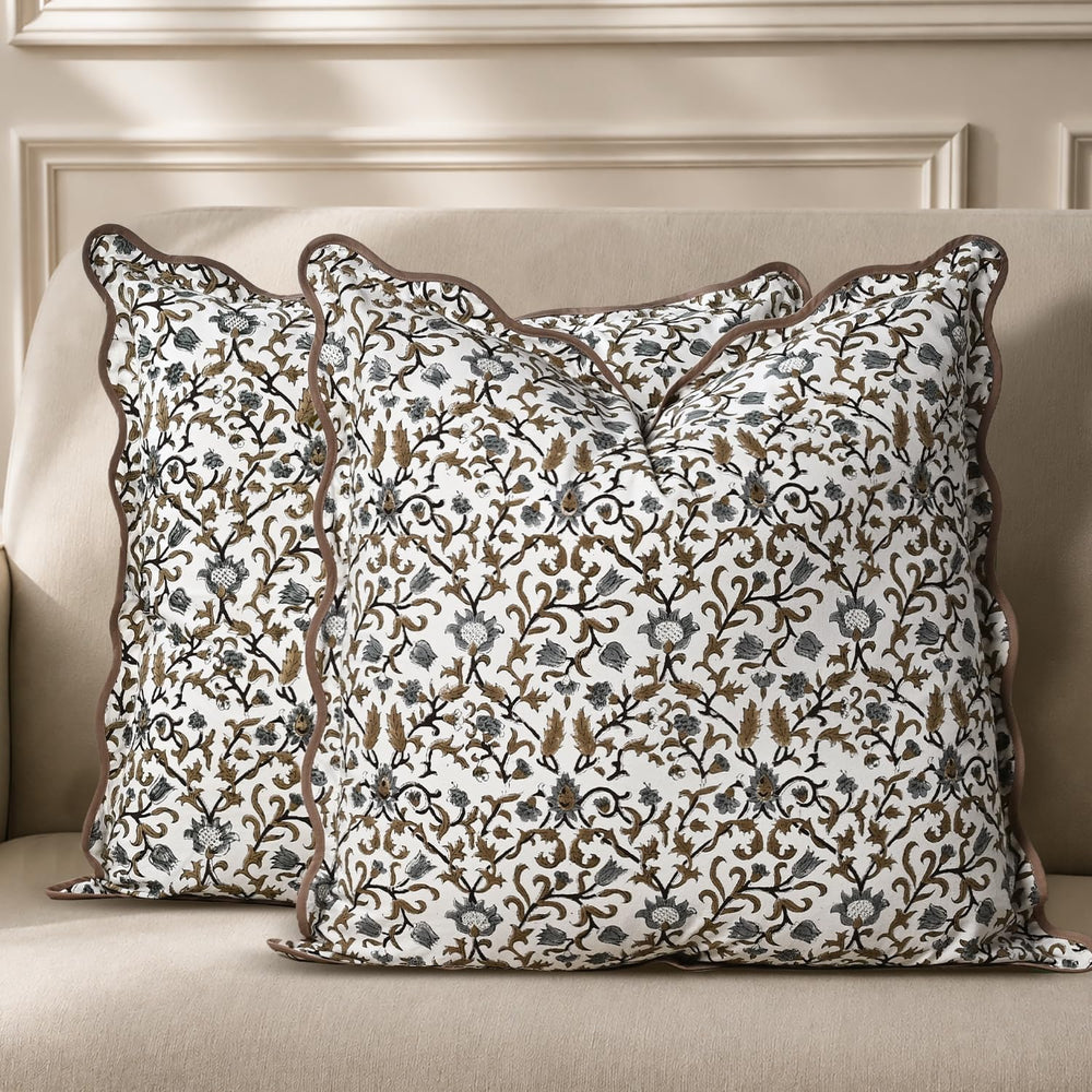 Scalloped Throw Pillow Covers - Autumn Vine