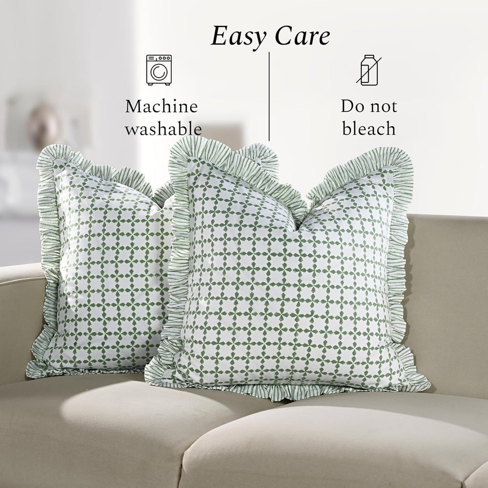 Ruffle Pillow Cover - Kelly Green
