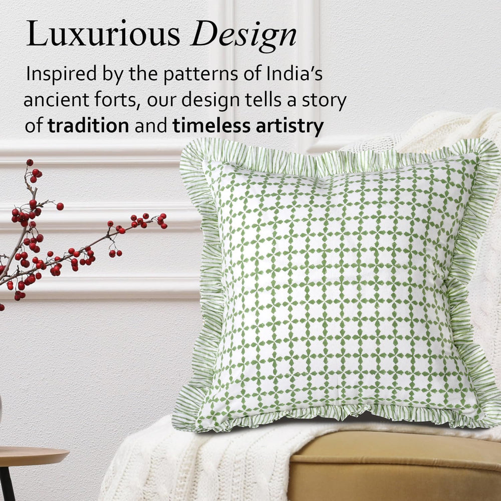 Ruffle Pillow Cover - Kelly Green