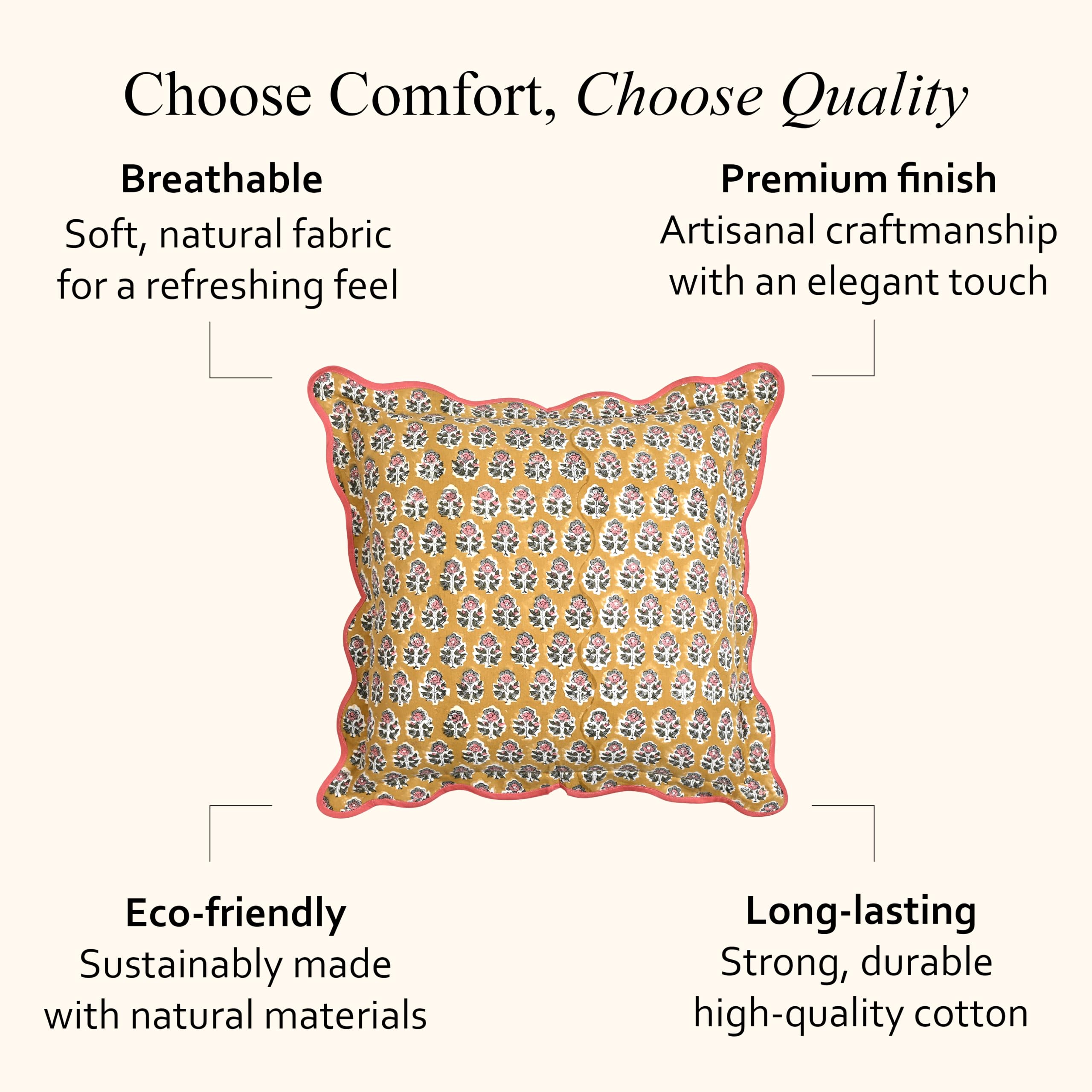 Scalloped Throw Pillow Covers - Yellow Citrine