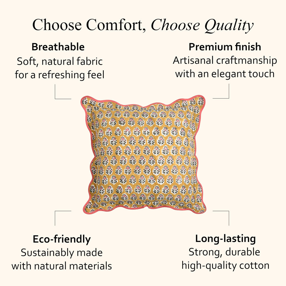 Scalloped Throw Pillow Covers - Yellow Citrine