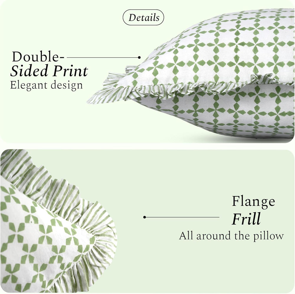 Ruffle Pillow Cover - Kelly Green