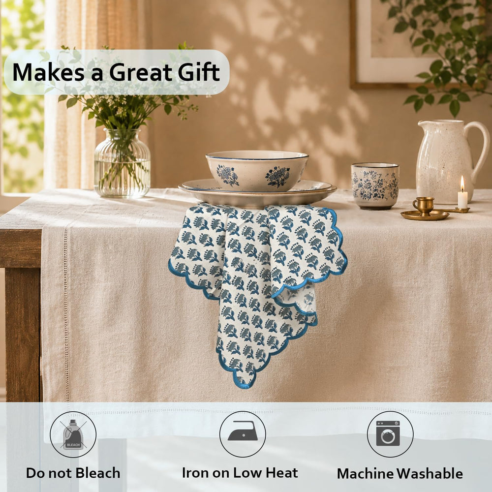 Cotton Embroidery Napkins - Apatite Blue