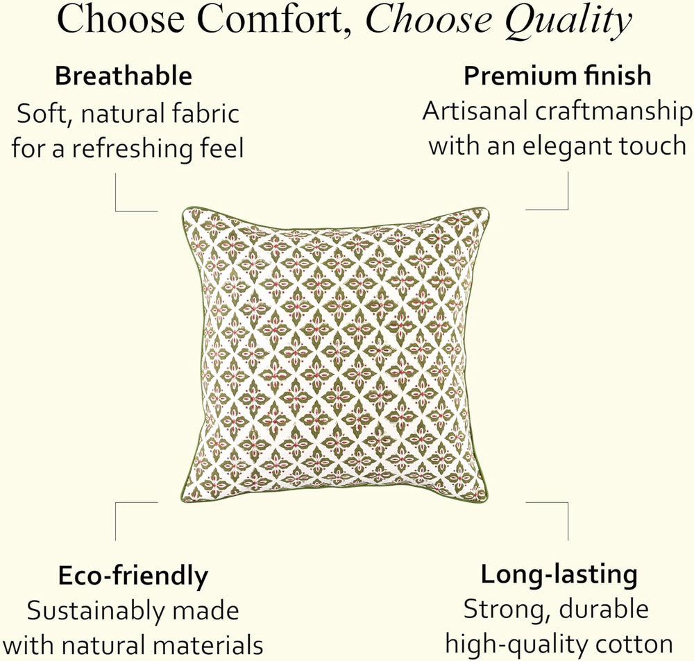 Pipping Pillow Cover - Farmhouse Verde Trellis