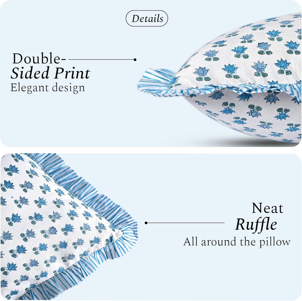 Ruffle Pillow Cover - Arctic Blue