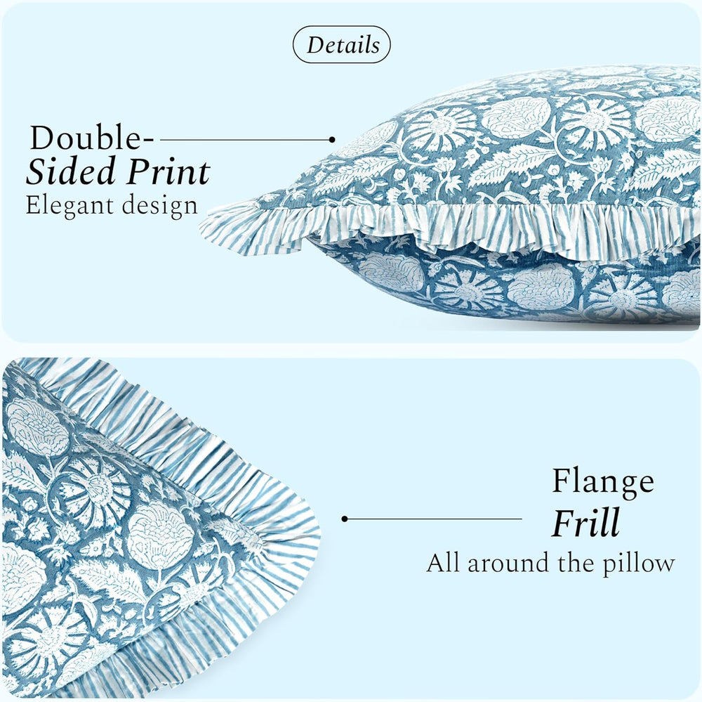 Ruffle Pillow Cover - Blue Meadow