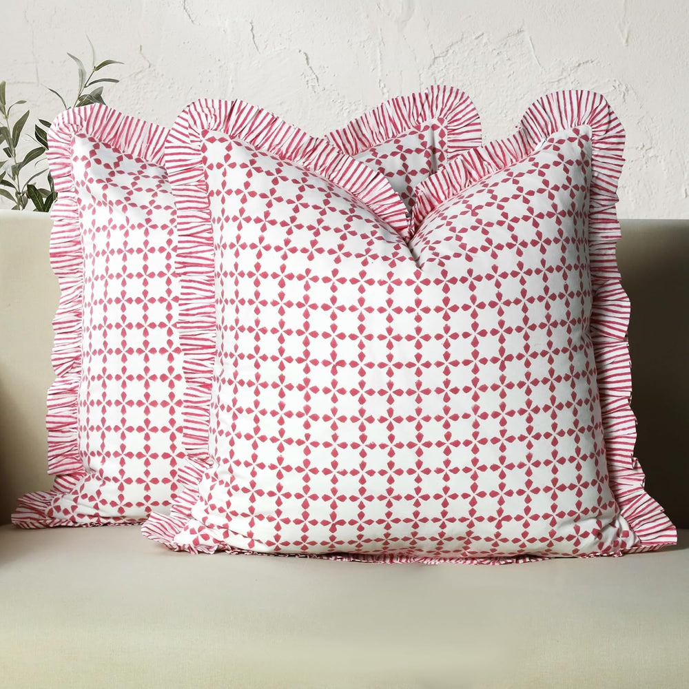 Ruffle Pillow Cover - Magenta Pink