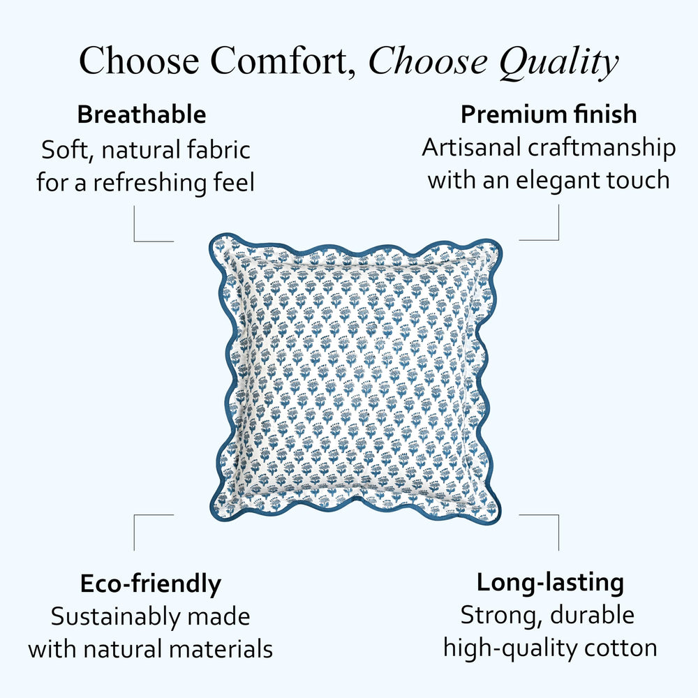 Scalloped Throw Pillow Covers - Apatite Blue