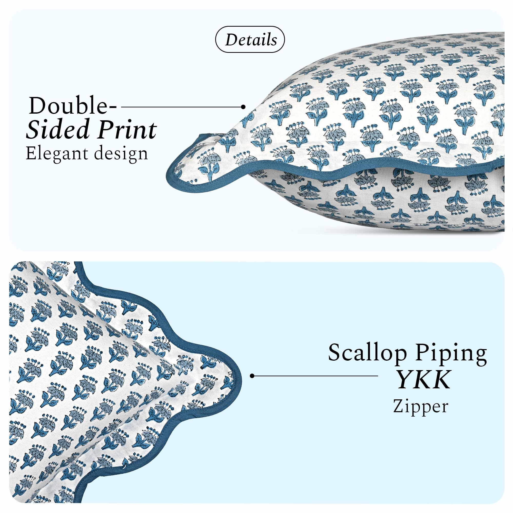 Scalloped Throw Pillow Covers - Apatite Blue