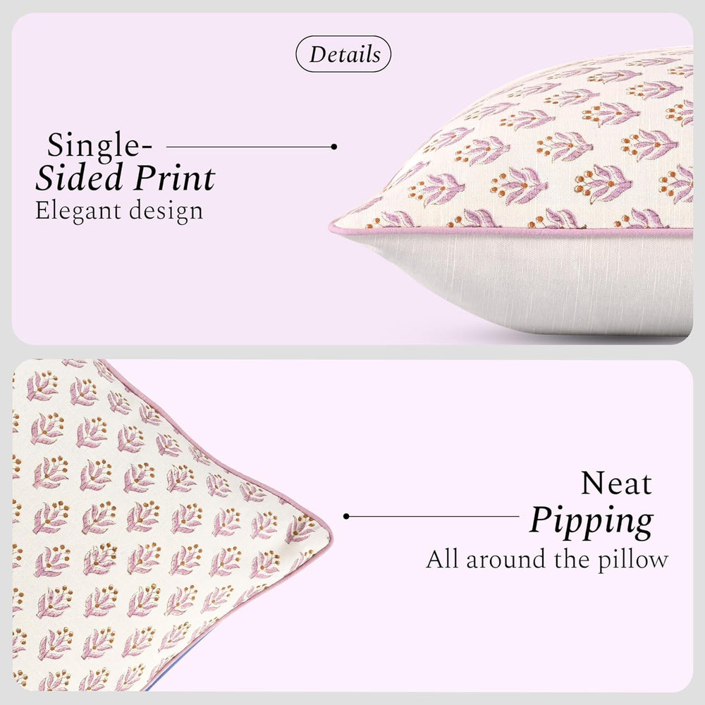 Pipping Pillow Cover - Cottage Mauve Bloom