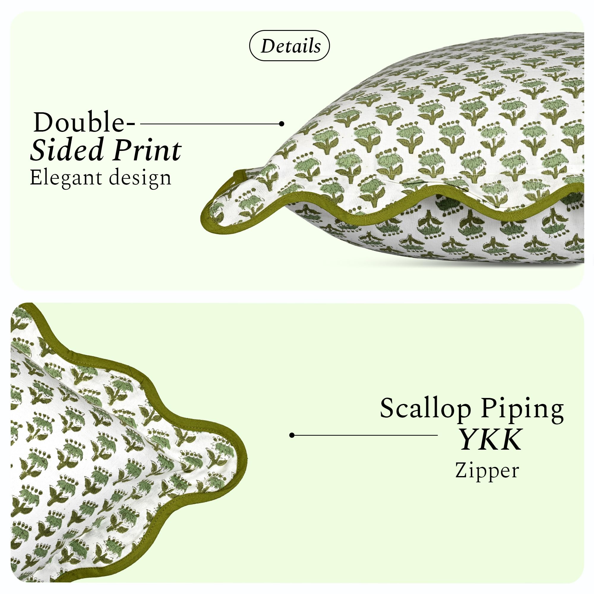 Scalloped Throw Pillow Covers - Emerald Green