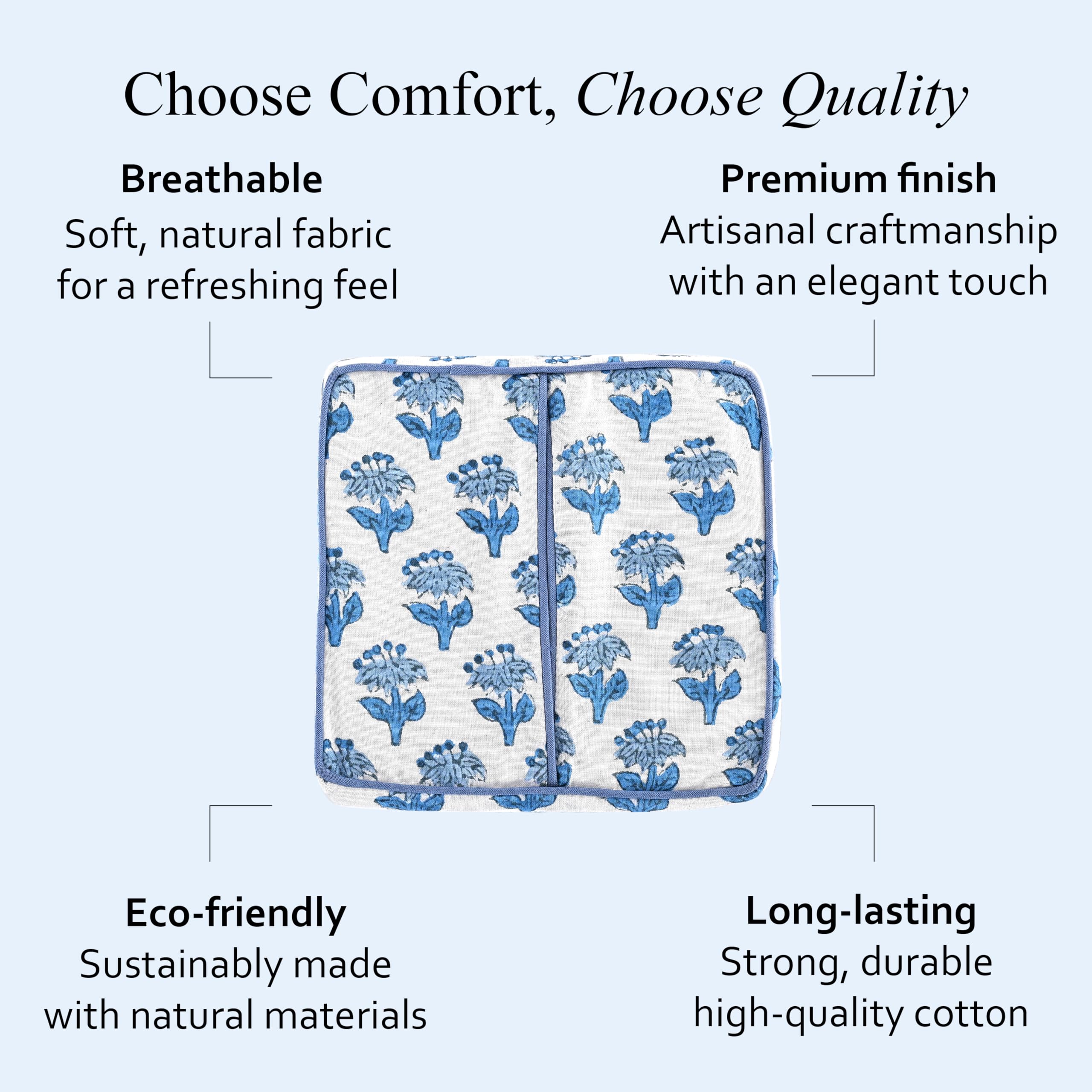 Cotton Ruffle Tissue Box Cover - Apatite Blue