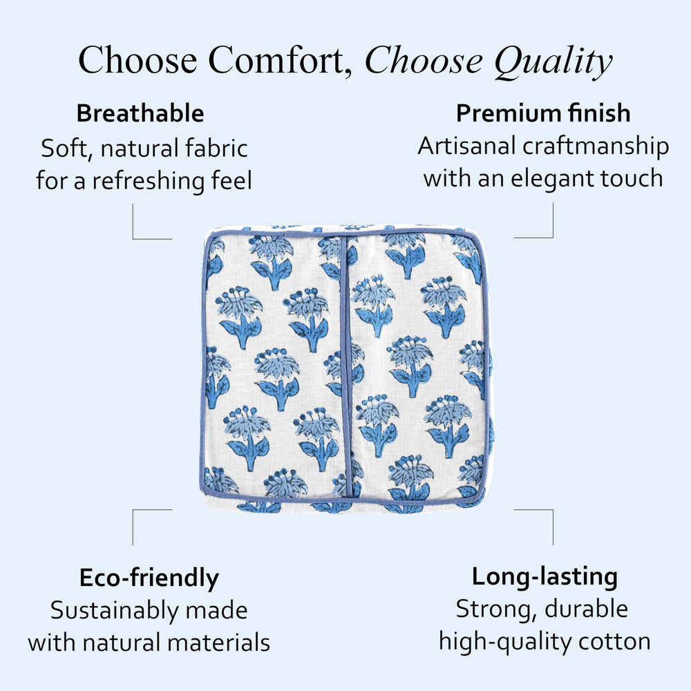 Cotton Ruffle Tissue Box Cover - Apatite Blue