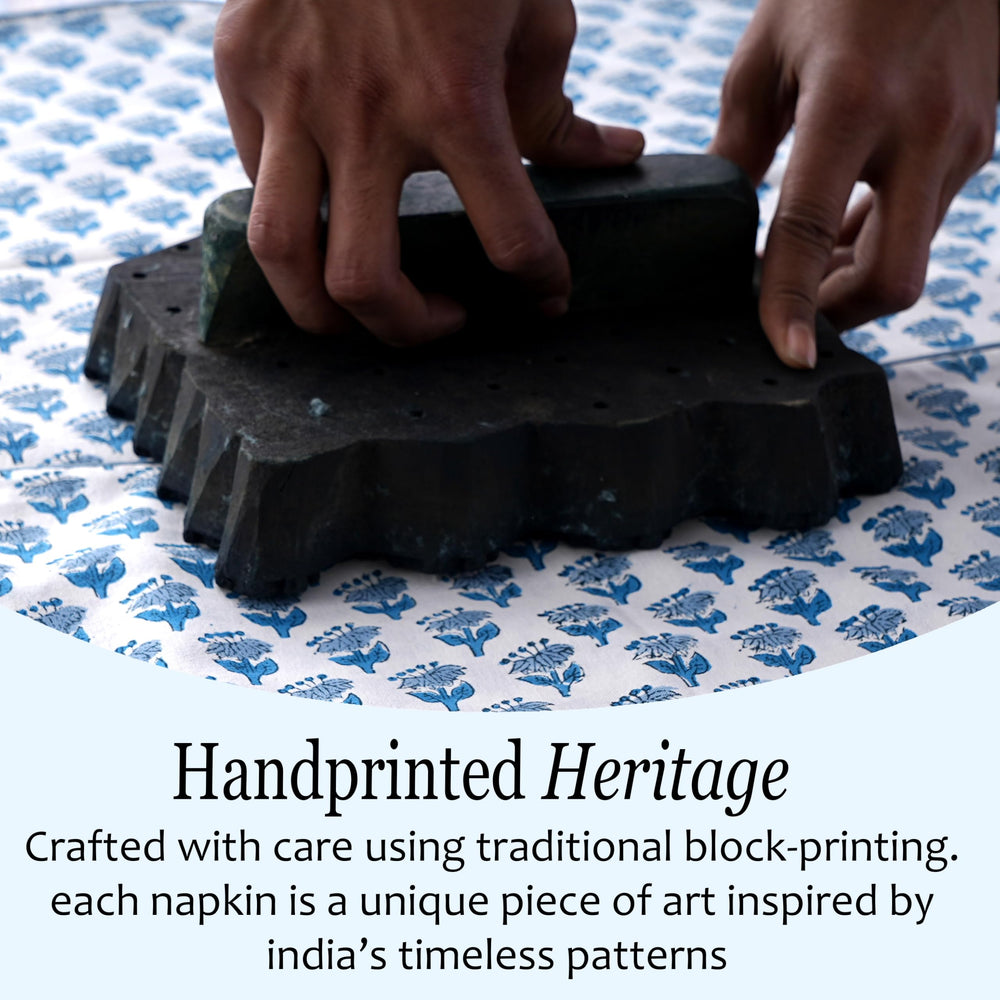 Cotton Embroidery Napkins - Apatite Blue