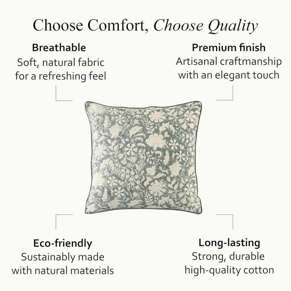 Pipping Pillow Cover - Green Ivy Botanical