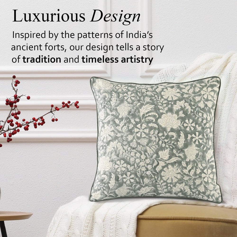 Pipping Pillow Cover - Green Ivy Botanical