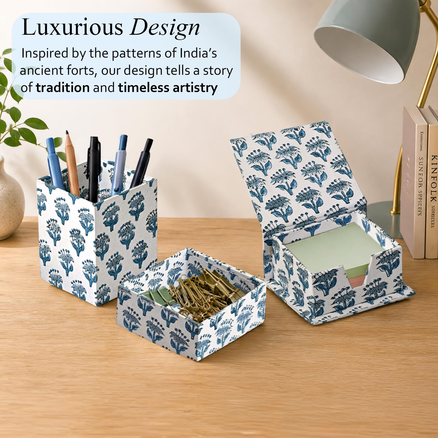 Desk Organizer Set of 3 - Apatite Blue