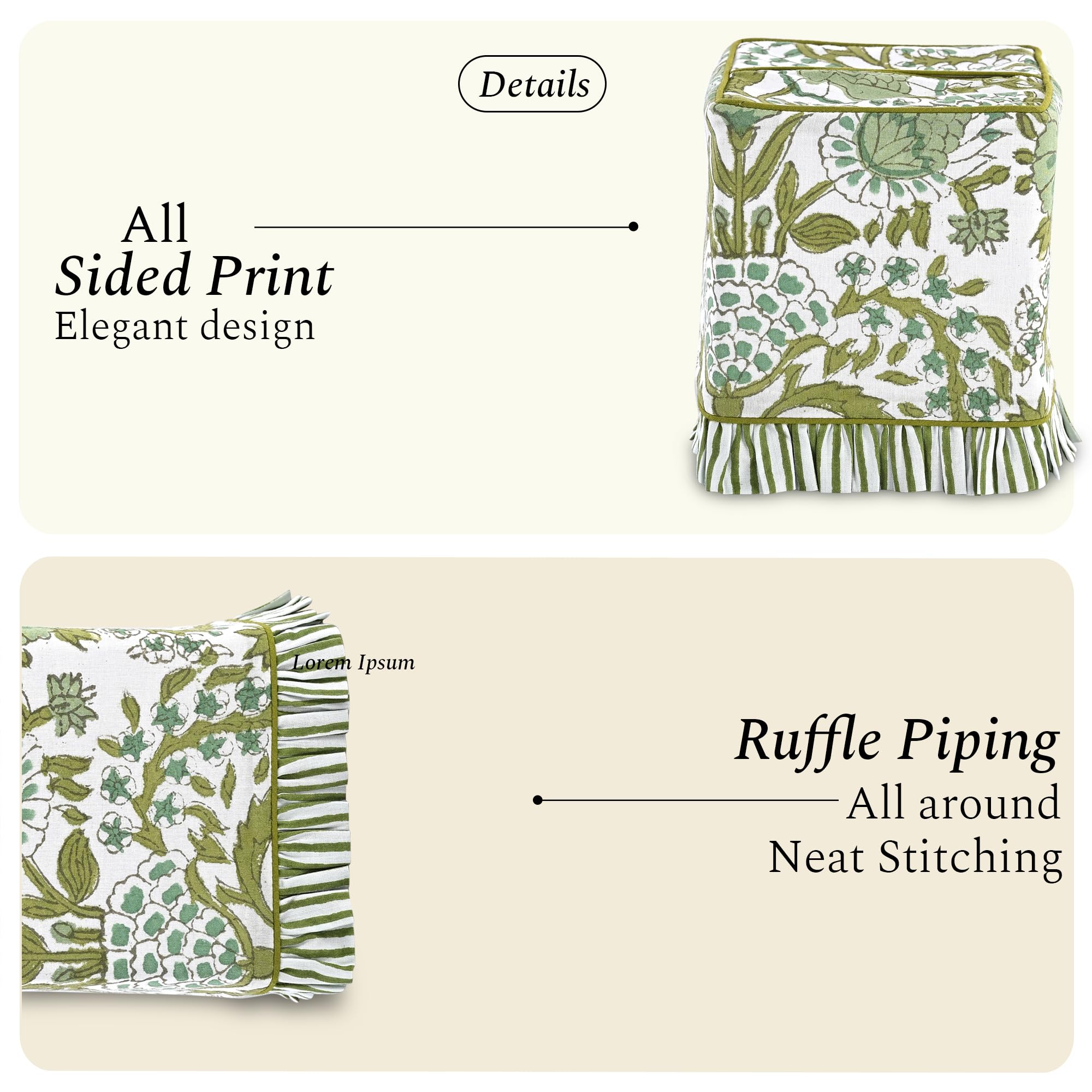 Cotton Ruffle Tissue Box Cover - Agate Green