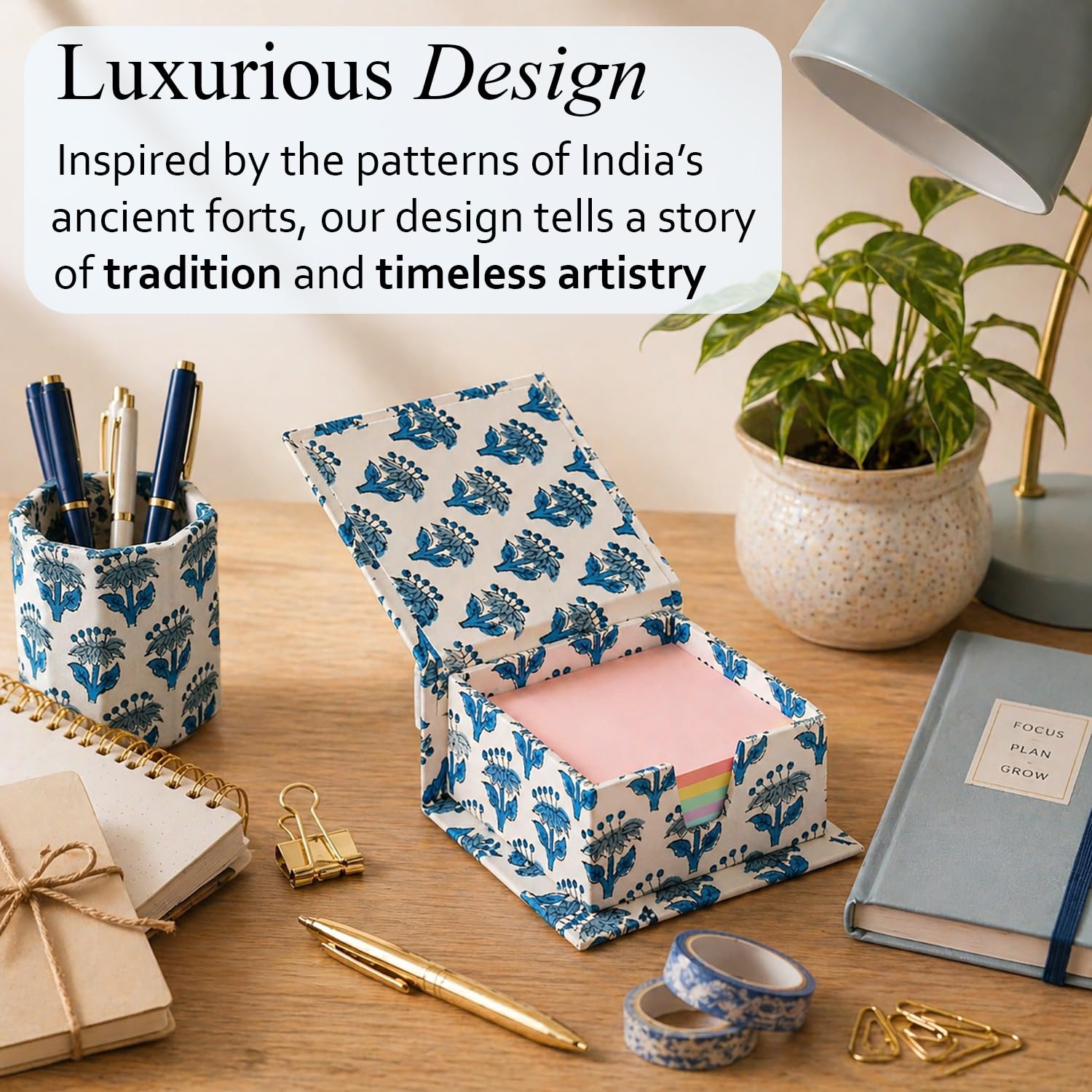 Desk Organizer Sticky Note Holder - Apatite Blue