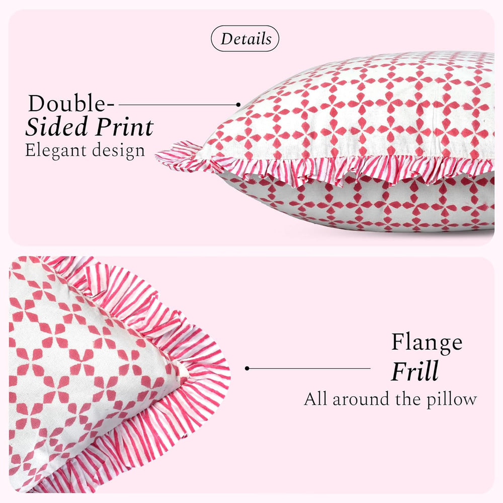 Ruffle Pillow Cover - Magenta Pink