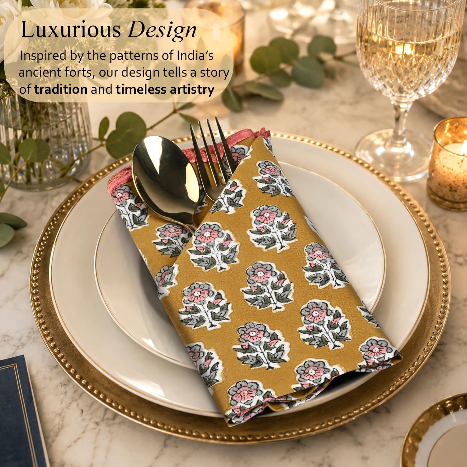 Cotton Embroidery Napkins - Citrine Yellow