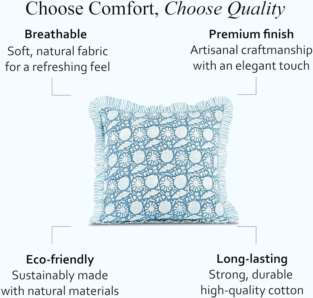 Ruffle Pillow Cover - Blue Meadow