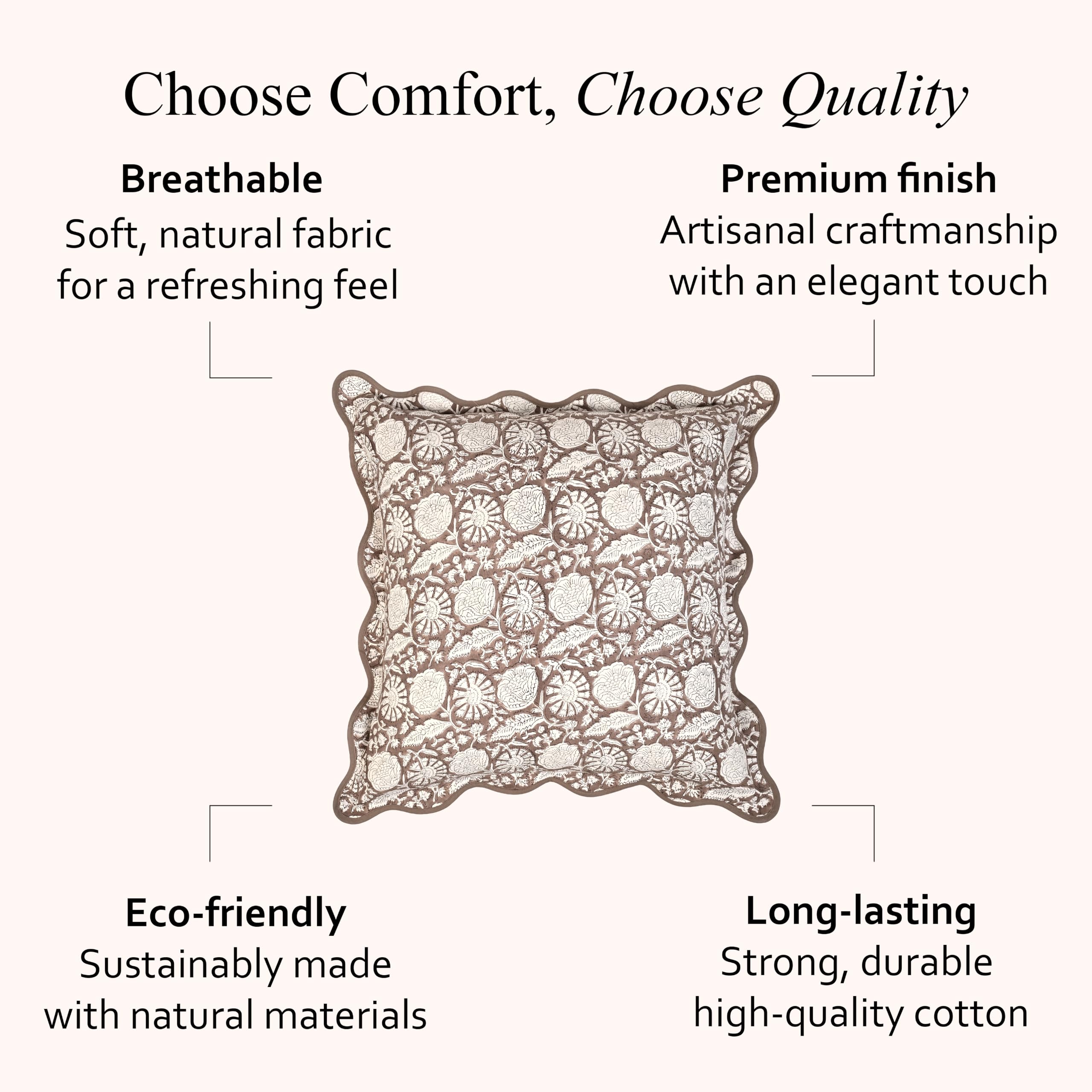 Scalloped Throw Pillow Covers - Rustic Brown