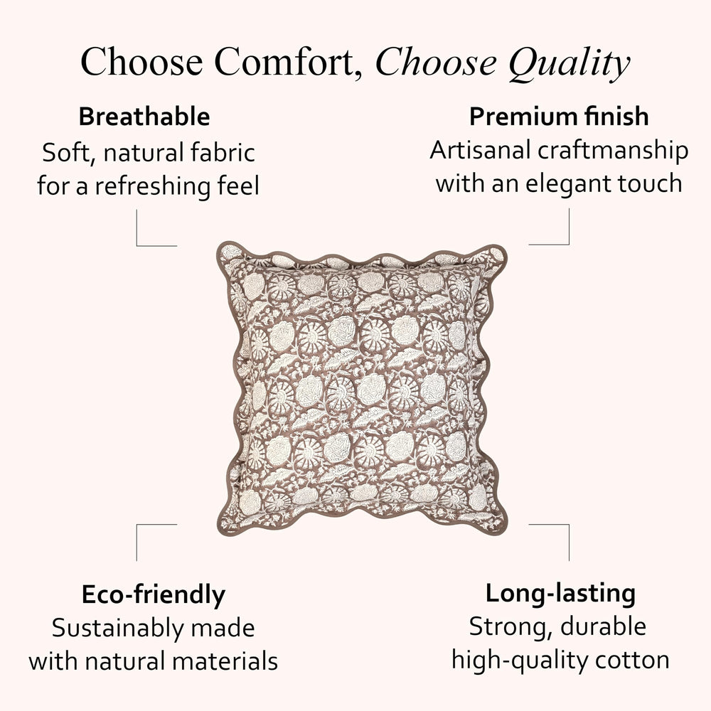 Scalloped Throw Pillow Covers - Rustic Brown