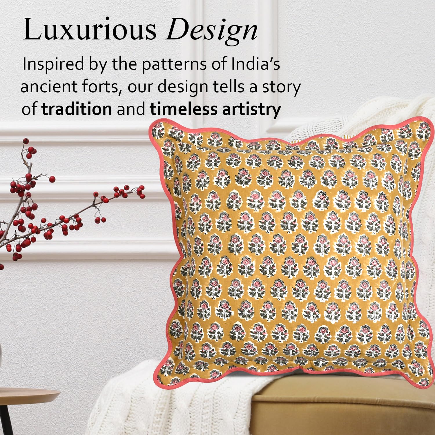 Scalloped Throw Pillow Covers - Yellow Citrine