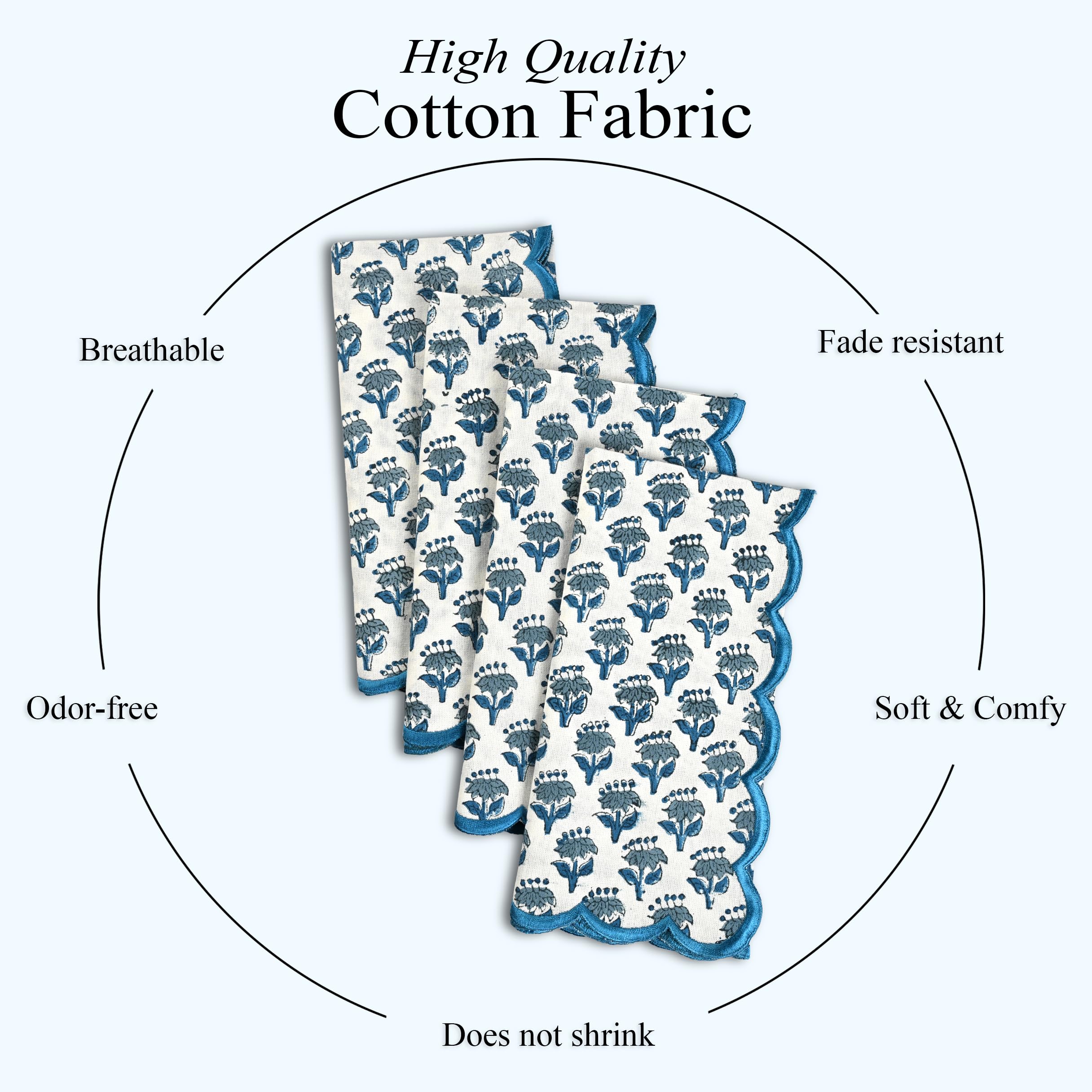 Cotton Embroidery Napkins - Apatite Blue