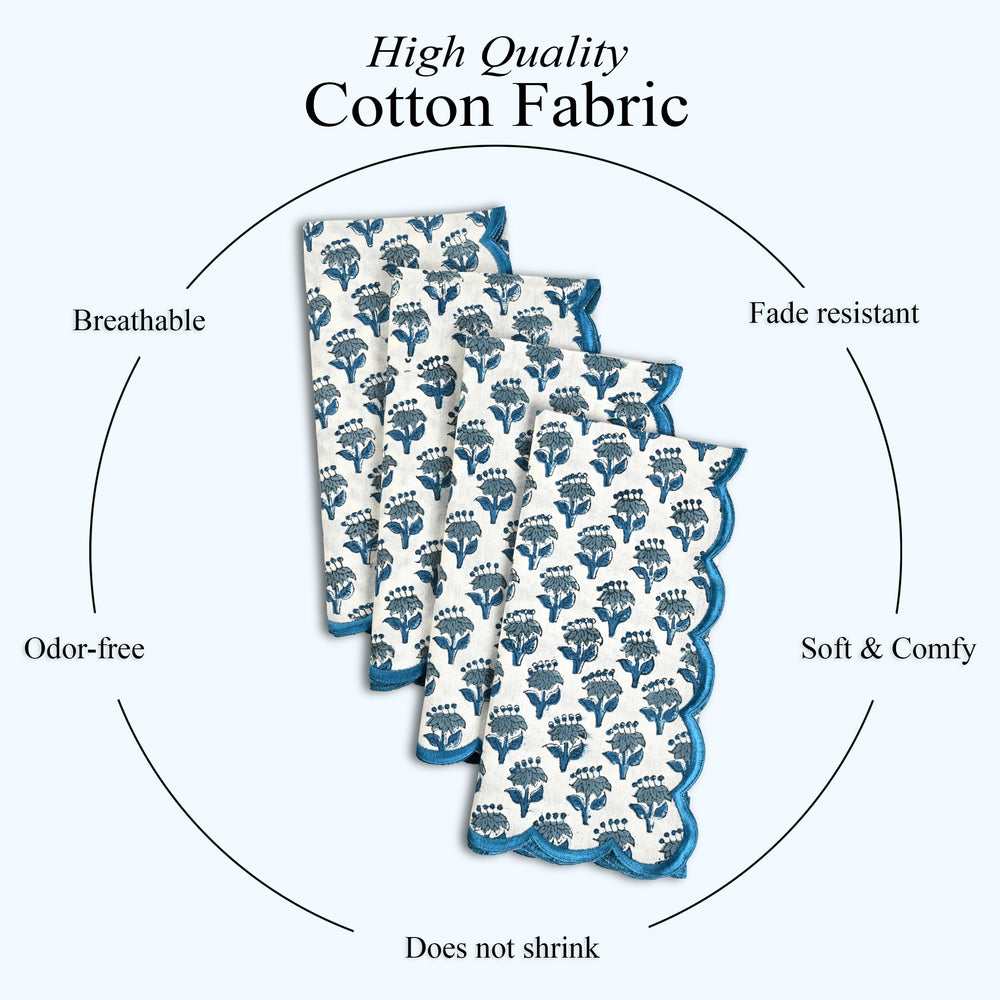 Cotton Embroidery Napkins - Apatite Blue