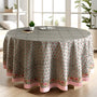 pink and gray floral indian 100% cotton breathable round tablecloth