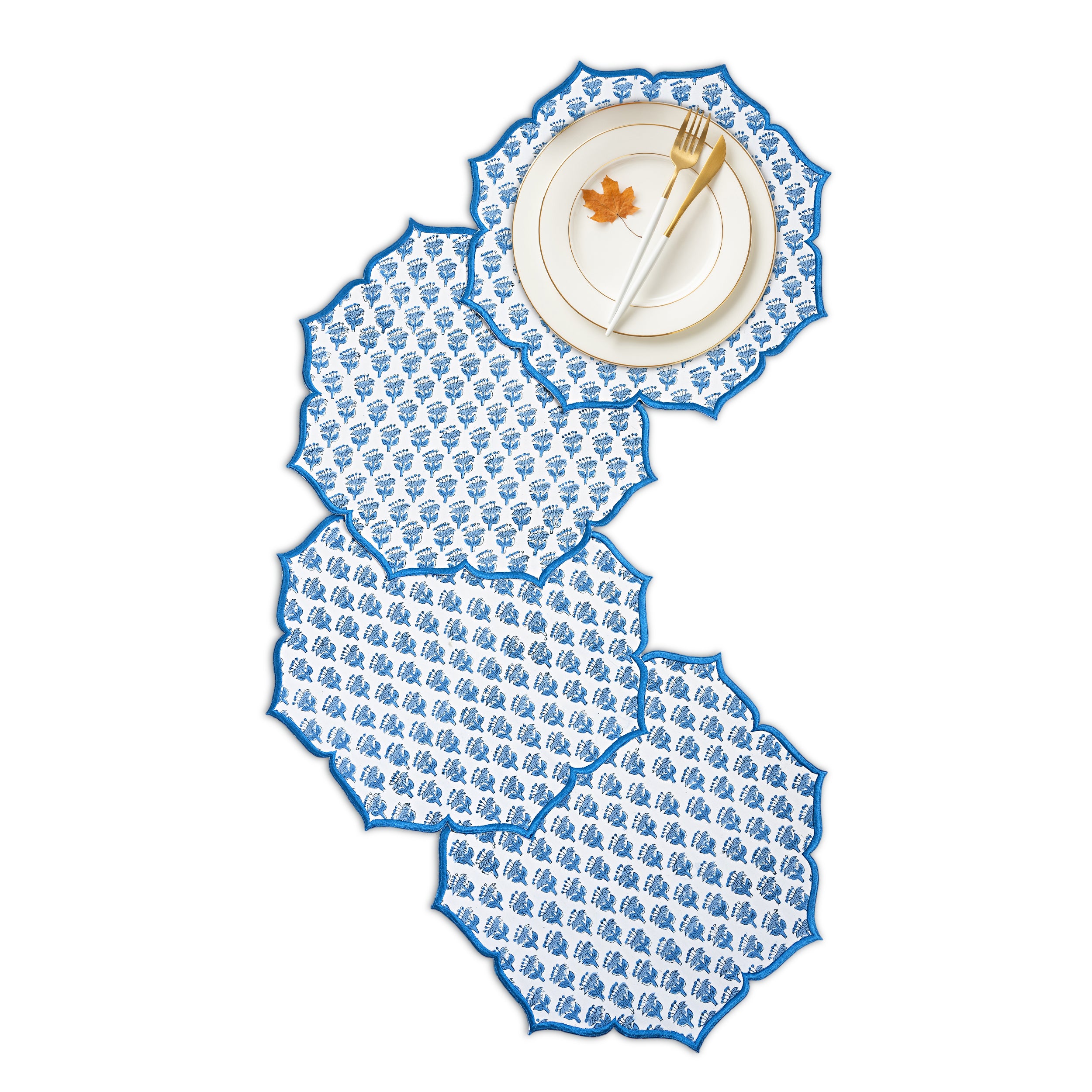 Coastal-inspired apatite blue placemat with stitched detail