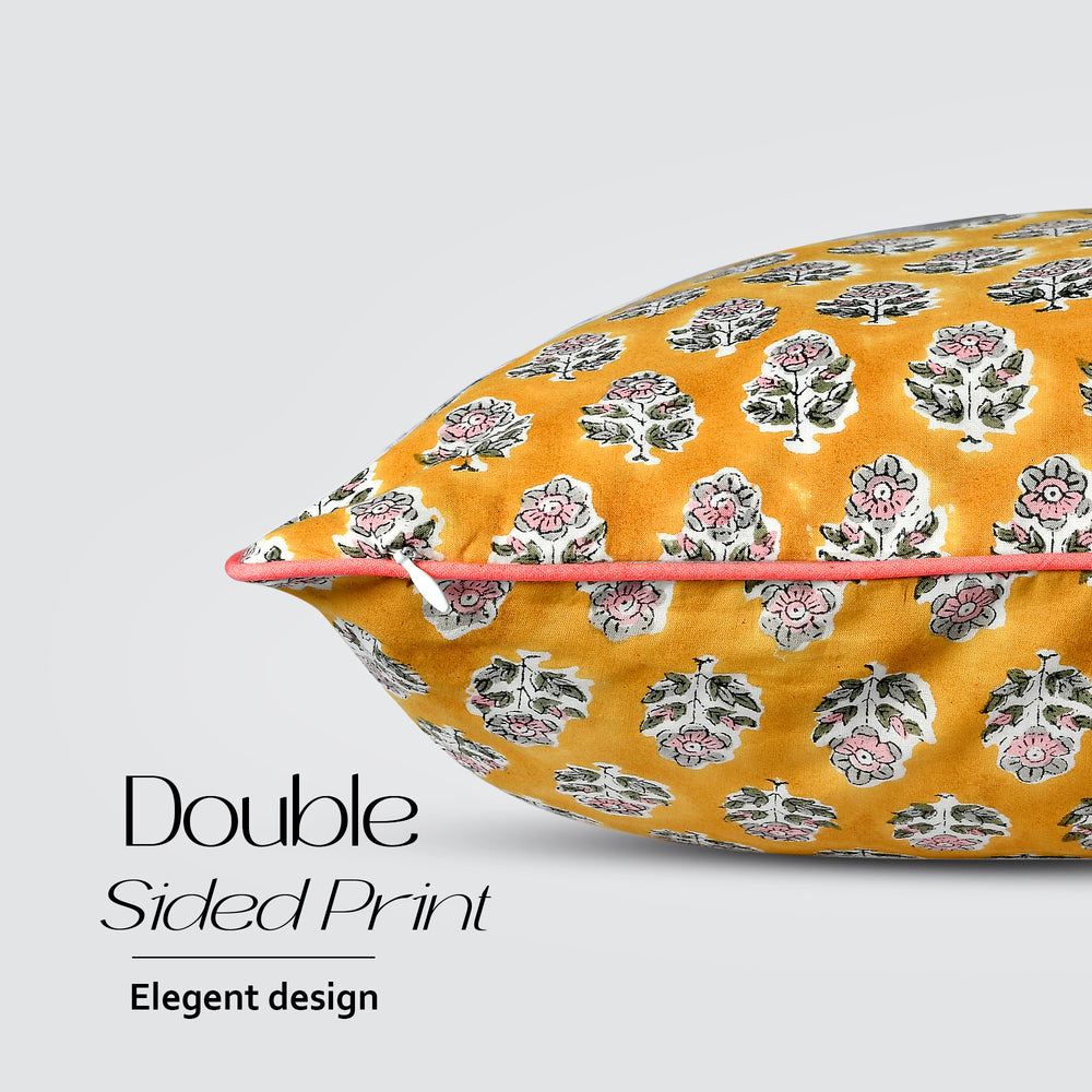 Piping Throw Pillow Covers - Yellow Citrine